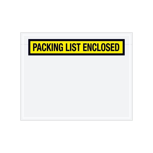 Bsc Preferred 7 x 5-1/2'' Yellow ''Packing List Enclosed'' Envelopes, Style 2, 1000PK PL456 - main